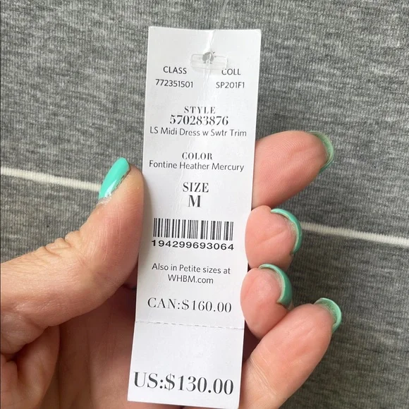 New White House Black Market Long Sleeve Gray Dress - Picture 3 of 10